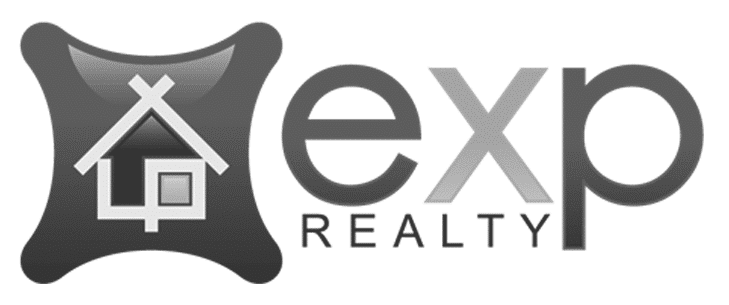 The image shows the eXp Realty logo, featuring a stylized house icon and the company's name in modern, bold lettering.